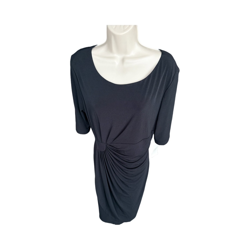 Connected Plus Size Side Drape, Sarong Sheath Dress. Black, Size 16. NWT - Picture 6 of 9